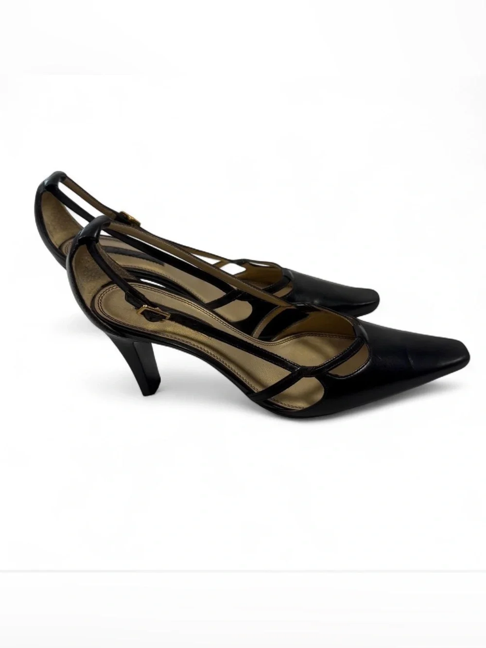 Unisa Black Cutout Slingback Pointed Heels size: US 8